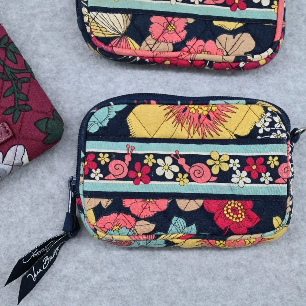 Vera Bradley 3pc Lot Eyeglass Case Happy Snails Coin Purse Bordeaux Blooms Zip - Picture 4 of 8